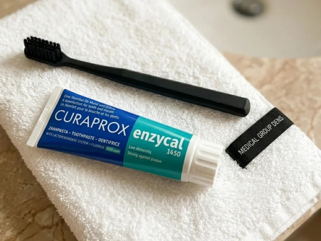 curaprox enzycal on towel